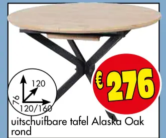 Aanbieding: uitschuifbare tafel Alaska Oak rond