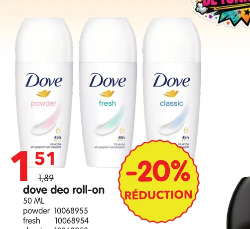 Offre: dove deo roll-on