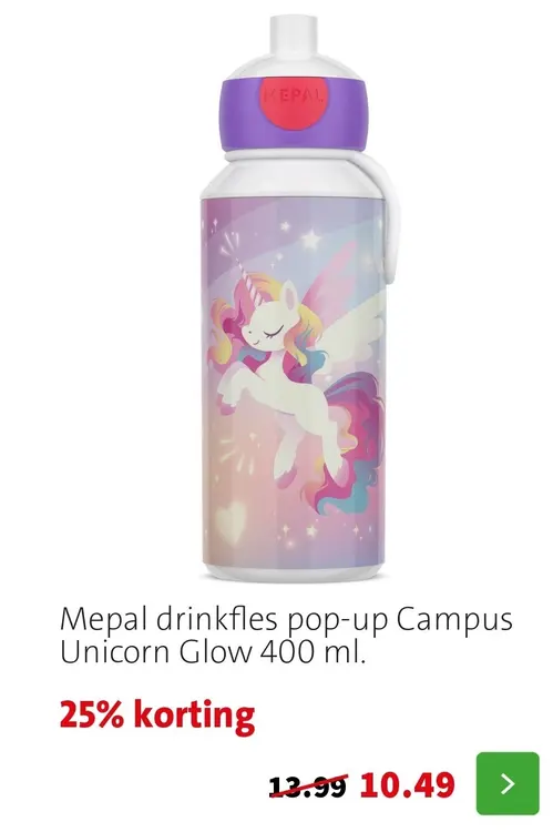 Aanbieding: Drinkfles pop-up Campus Unicorn Glow