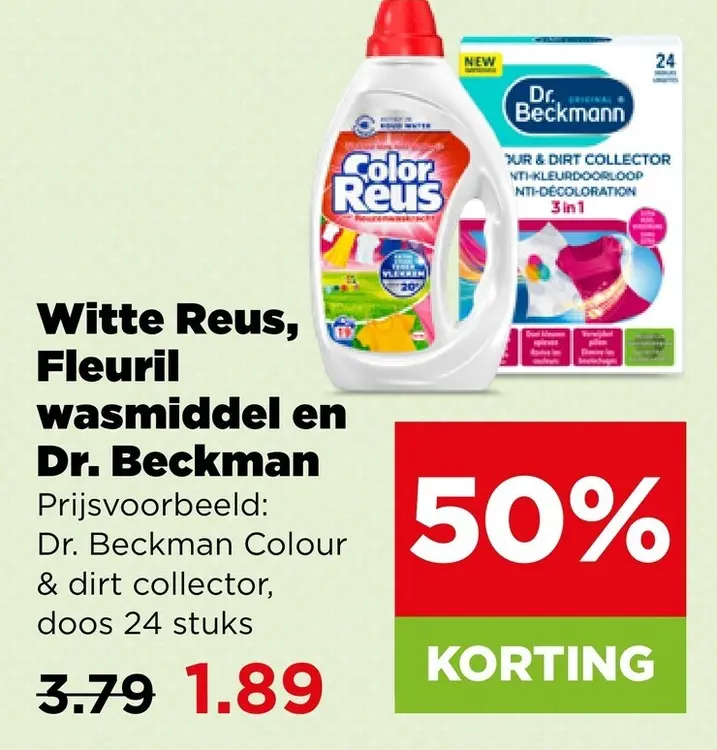 Aanbieding: Witte Reus, Fleuril wasmiddel en Dr. Beckmann