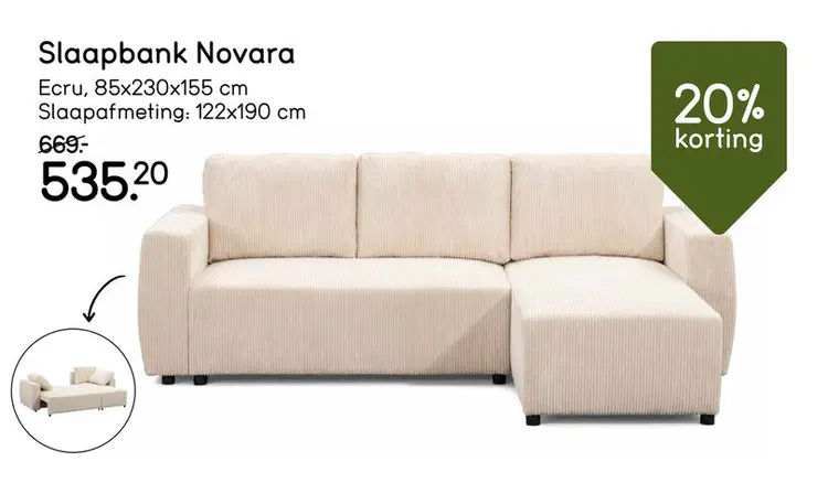 Aanbieding: Slaapbank Novara
