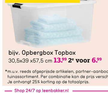Aanbieding: Opbergbox topbox 45 liter - 30,5x39x57,5 cm
