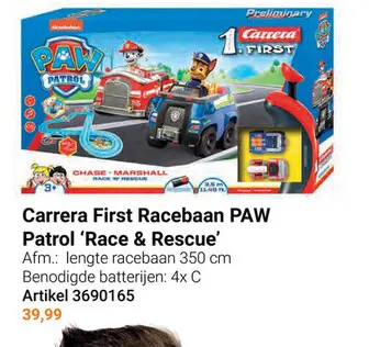 Aanbieding: Carrera First Racebaan - PAW Patrol 'Race & Rescue'