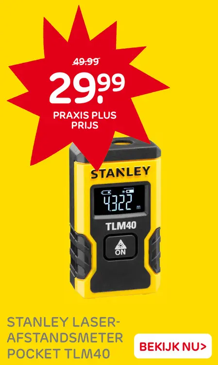 Aanbieding: Stanley laser-afstandsmeter pocket tlm40