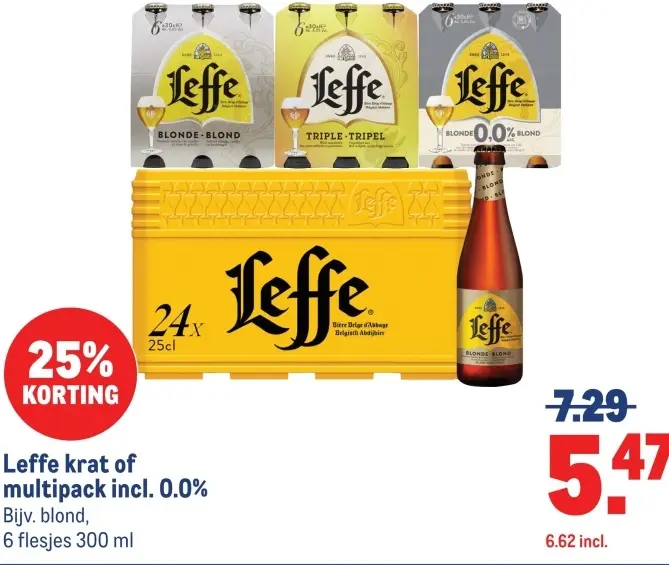 Aanbieding: Leffe krat of multipack incl. 0.0%