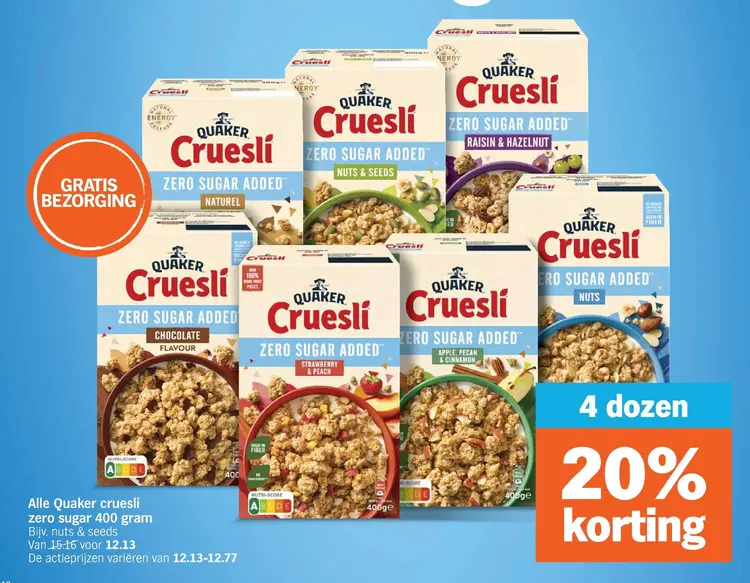 Aanbieding: Quaker cruesli zero sugar