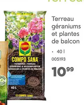 Aanbieding: Terreau géraniums et plantes de balcon