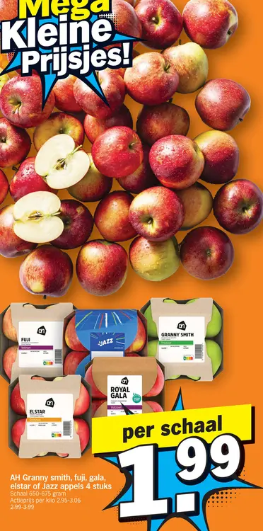 Aanbieding: AH Granny Smith, Fuji, Gala, Elstar of Jazz appels 4 stuks