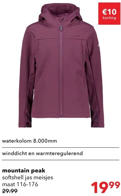 Aanbieding: Mountain peak Softshell jas meisjes