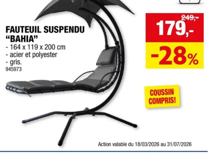 Offre: Fauteuil suspendu "bahia"