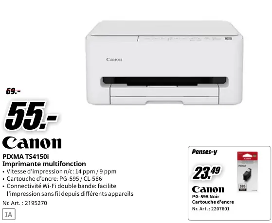 Offre: Canon PIXMA TS4150i Imprimante multifonction