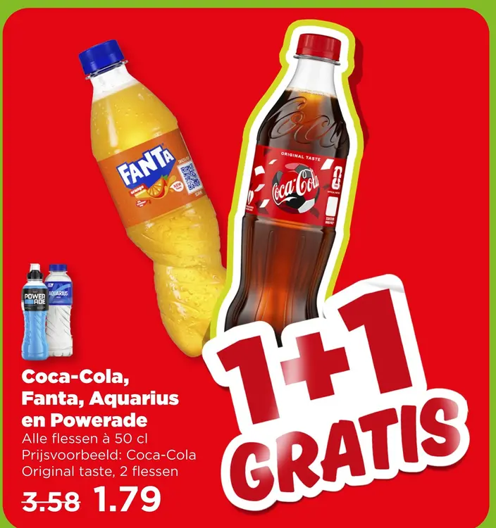 Aanbieding: Coca-Cola, Fanta, Aquarius en Powerade