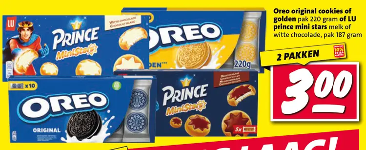Aanbieding: Oreo original cookies or golden or LU prince 