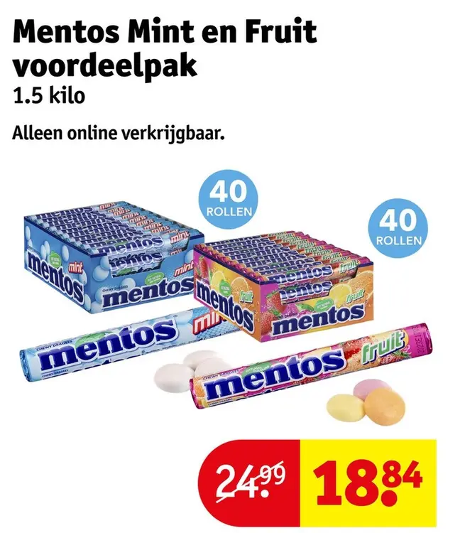 Aanbieding: Mentos Mint en Fruit voordeelpak