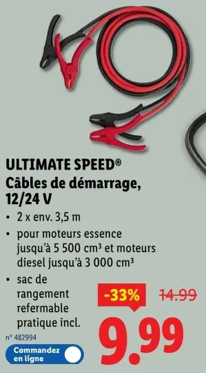 Offre: Câbles de démarrage, 12/24 V