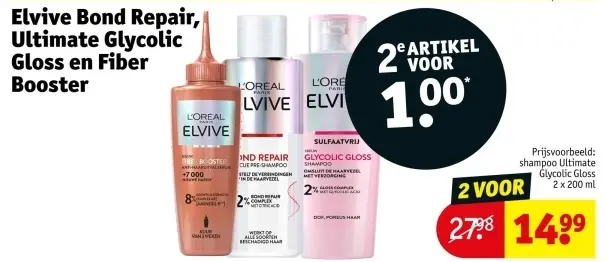 Aanbieding: Elvive Bond Repair, Ultimate Glycolic Gloss en Fiber Booster