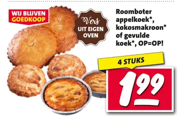 Aanbieding: Roomboter appelkoek, kokosmakroon of gevulde koek