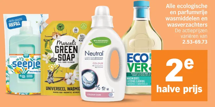 Aanbieding: Alle ecologische en parfumvrije wasmiddelen en wasverzachters