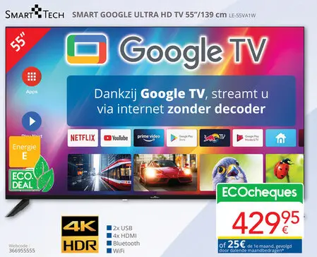 Promotie: SMART GOOGLE ULTRA HD TV 55"/139 cm LE-55VA1W