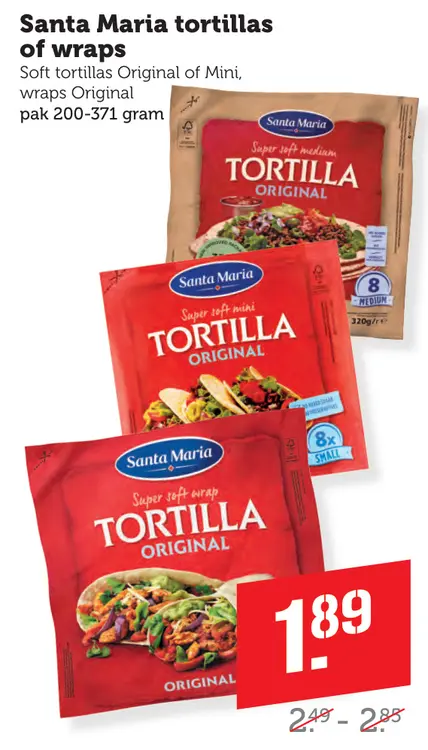 Aanbieding: Santa Maria tortillas of wraps