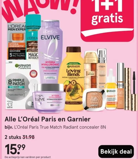 Aanbieding: Alle L'Oréal Paris en Garnier bijv. L'Oréal P