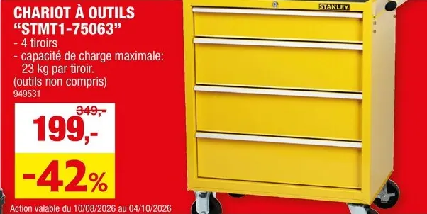 Offre: Stanley servante mobile 75x53x78 cm