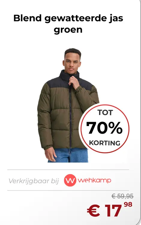 Aanbieding: Blend gewatteerde jas groen