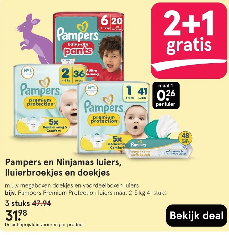 Aanbieding: Pampers en Ninjamas luiers, luierbroekjes en doekjes