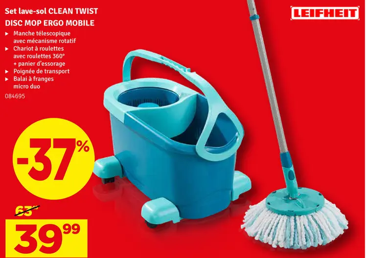 Offre: Set lave-sol CLEAN TWIST DISC MOP ERGO MOBILE