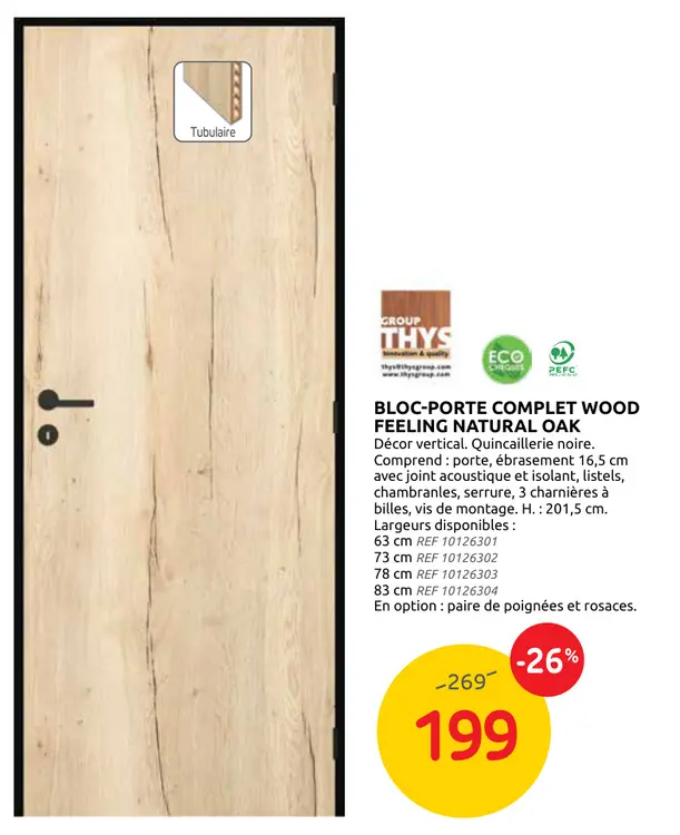 Offre: Bloc-porte complet wood feeling natural oak