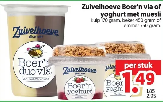 Aanbieding: Boer'n vla of yoghurt met muesli