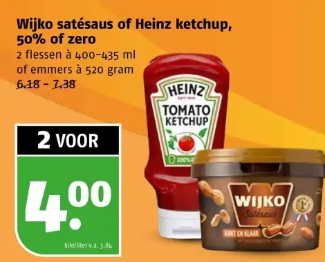 Aanbieding: Satésaus of ketchup, 50% of zero