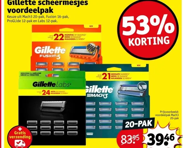 Aanbieding: Gillette scheermesjes voordeelpak