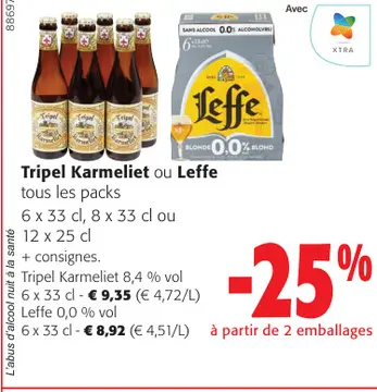 Offre: Tripel Karmeliet ou Leffe