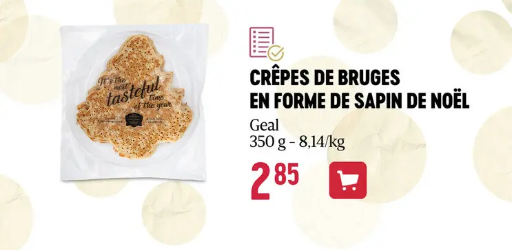 Offre: Crêpes de bruges en forme de sapin de noël