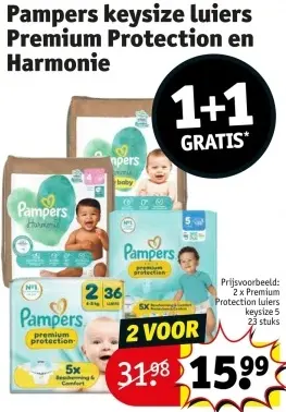 Promotie: Pampers keysize luiers Premium Protection en Harmonie