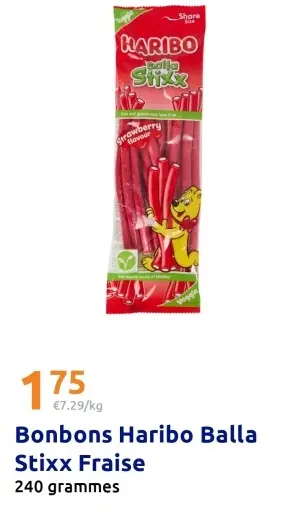 Offre: Bonbons Haribo Balla Stixx Fraise
