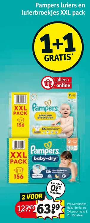 Aanbieding: Luiers en luierbroekjes XXL pack