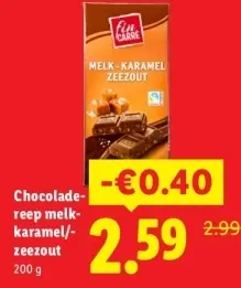 Aanbieding: Chocoladereep melk-karamel/zeezout