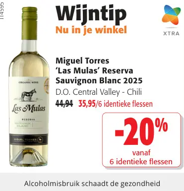 Promotie: Miguel Torres 'Las Mulas' Reserva Sauvignon Blanc 2025