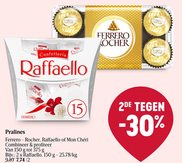 Aanbieding: Ferrero - Rocher, Raffaello of Mon Chéri