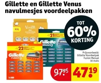 Promotie: Gillette en Gillette Venus navulmesjes voordeelpakken