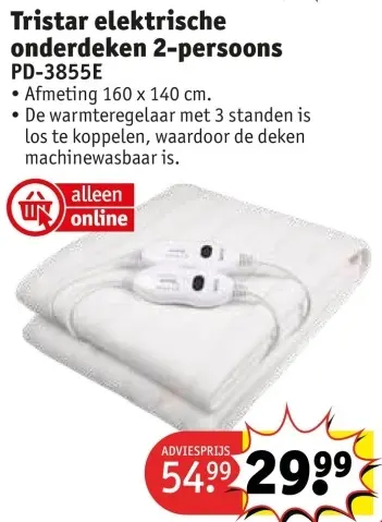 Aanbieding: elektrische onderdeken 2-persoons