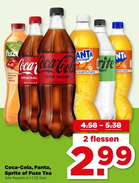 Aanbieding: Coca-Cola, Fanta, Sprite of Fuze Tea