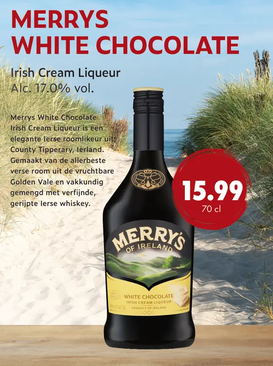 Aanbieding: Merrys White Chocolate Irish Cream Liqueur