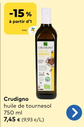 Offre: Crudigno huile de tournesol
