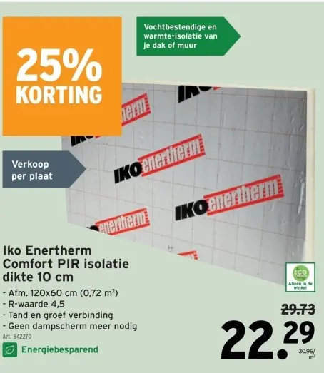 Promotie: Enertherm Comfort PIR isolatie dikte 10 cm