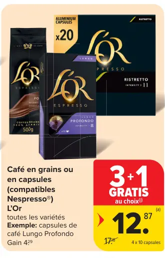 Offre: Café en grains ou en capsules