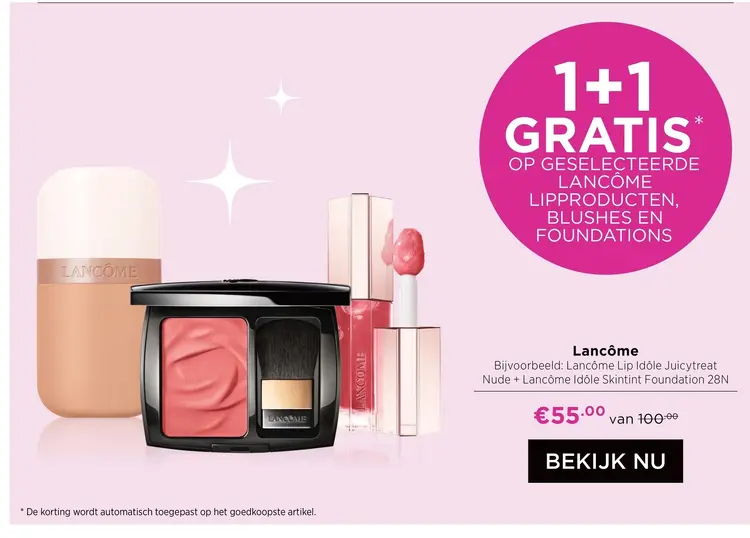 Aanbieding: Lancôme Lip Idôle Juicytreat Nude + Lancôme Idole Skintint Foundation
