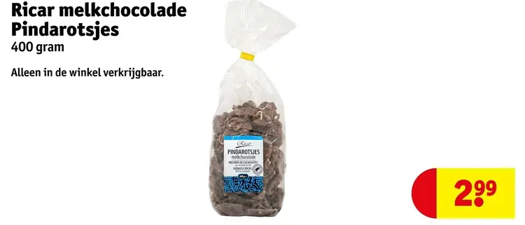 Aanbieding: Ricar Melkchocolade Pindarotsjes